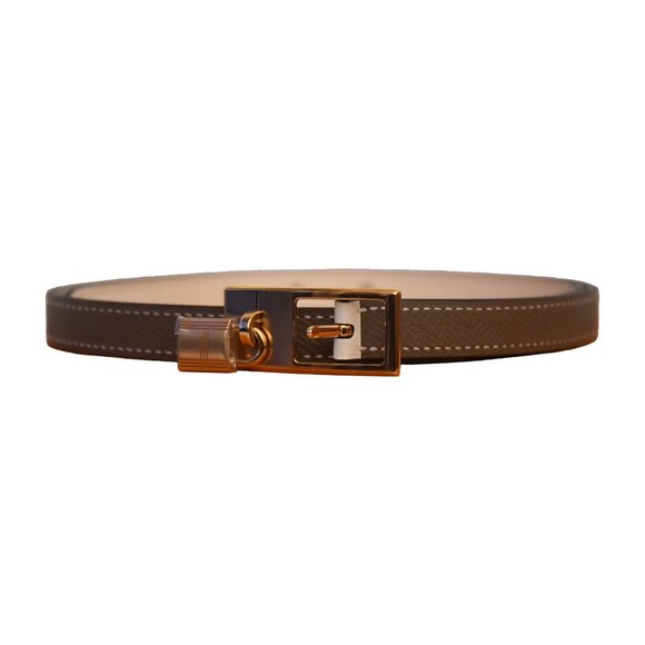 Hermes Reversible Lucky Belt Gold Hardware Grey